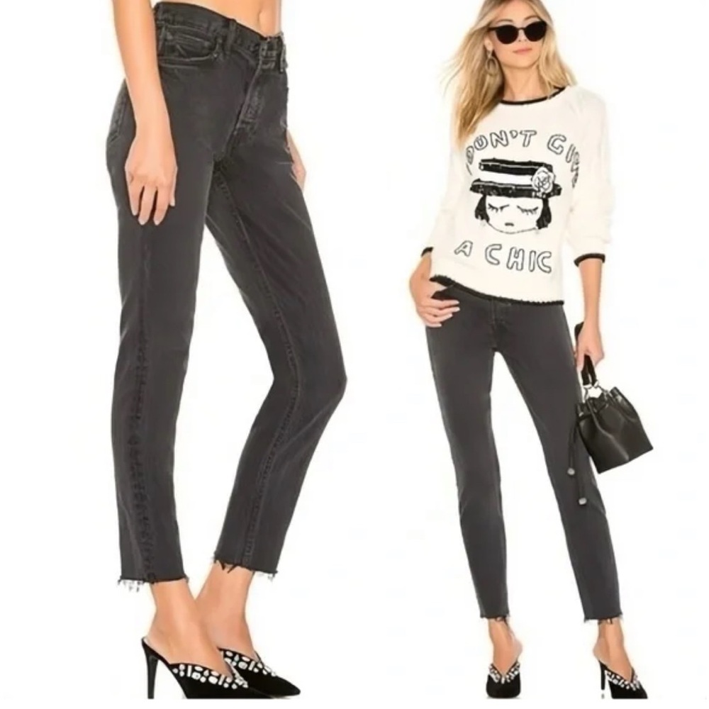 GRLFRND | Yasmin High-Ris Frayed Raw Hem Jeans in Lust For Life Size 27